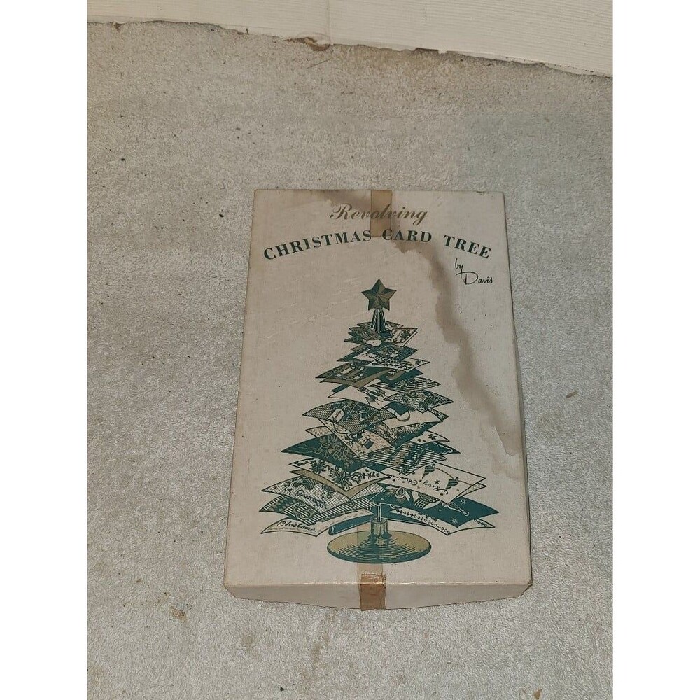 Revolving Christmas Tree Card Holder by Davis Brooklyn NY USA Box Kitschy